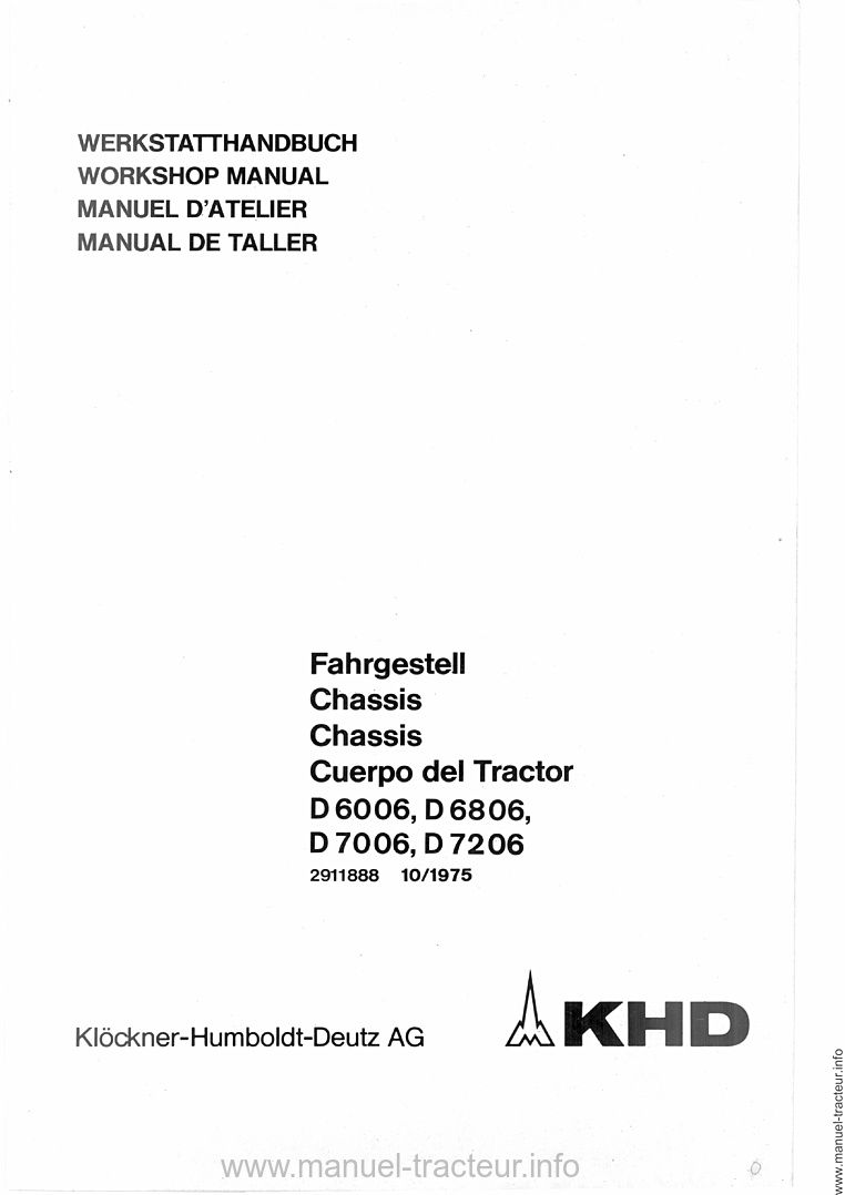 Deuxième page du Manuel atelier châssis DEUTZ D 6006 6806 7006 7206