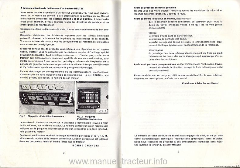 Troisième page du Manuel Instruction DEUTZ D 6806 7206