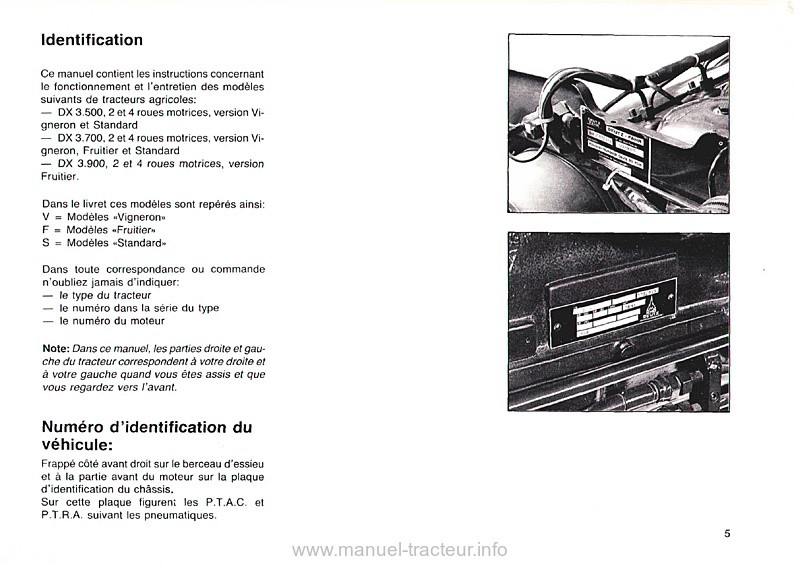 Deuxième page du Manuel instruction Deutz DX3.500 DX3.700  DX3.900