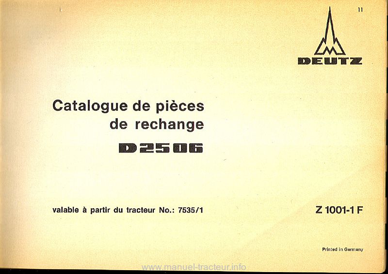 Deuxième page du Catalogue pièces rechange DEUTZ D 2506