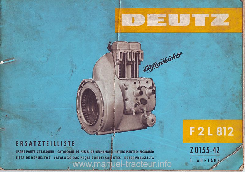Première page du Catalogue pièces rechange moteurs DEUTZ F2L812