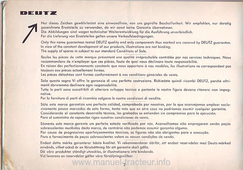 Troisième page du Catalogue pièces rechange moteurs DEUTZ F2L812