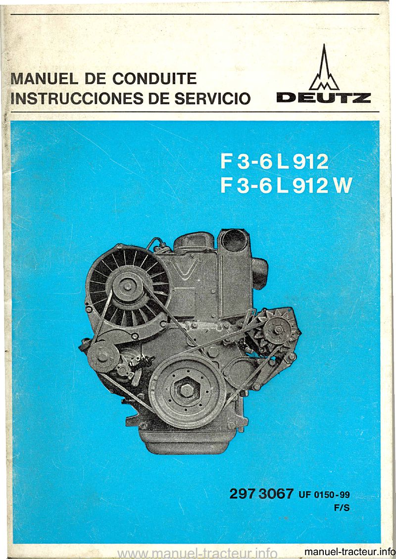 Première page du Manuel entretien moteurs DEUTZ F3-6L 912 912 W
