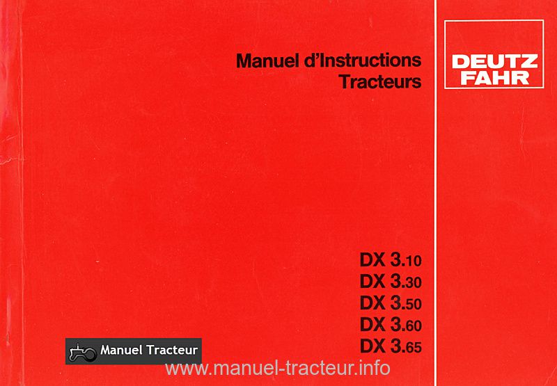 Première page du Manuel instructions DEUTZ DX 3.10 3.30 3.50 3.60 3.65