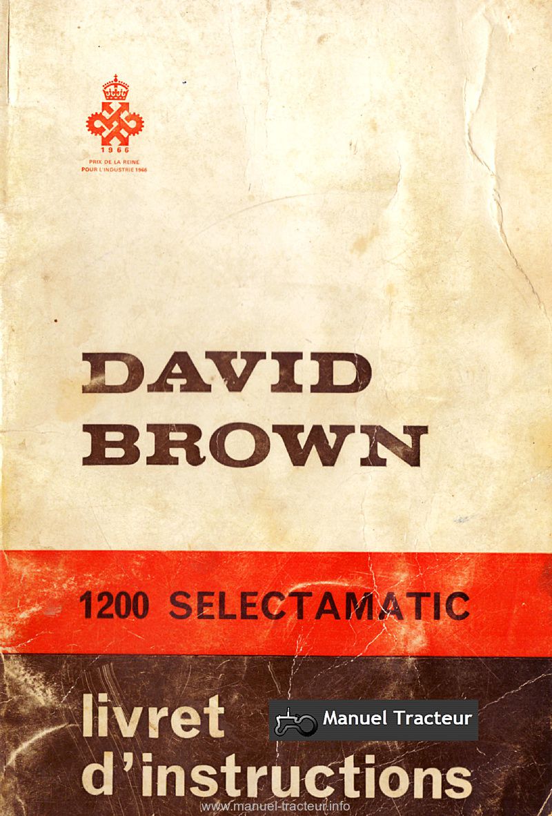 Première page du Livret instructions David Brown 1200 Selectamatic