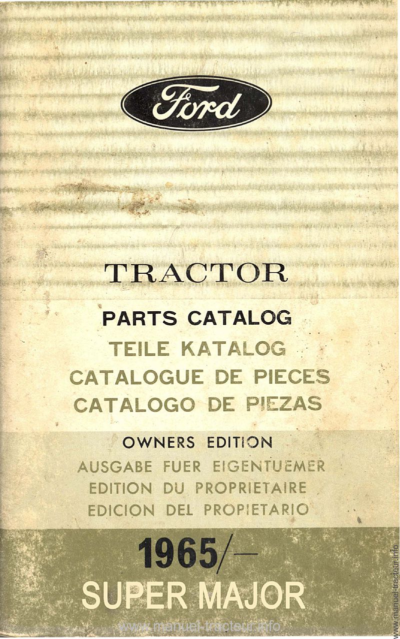 Première page du Catalogue pièces détachées FORD Super Major 1965