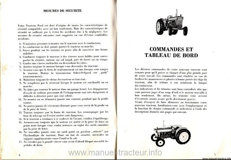 Cinquième page du Manuel d'entretien des tracteurs Ford MAJOR 4000 et SUPER MAJOR 5000