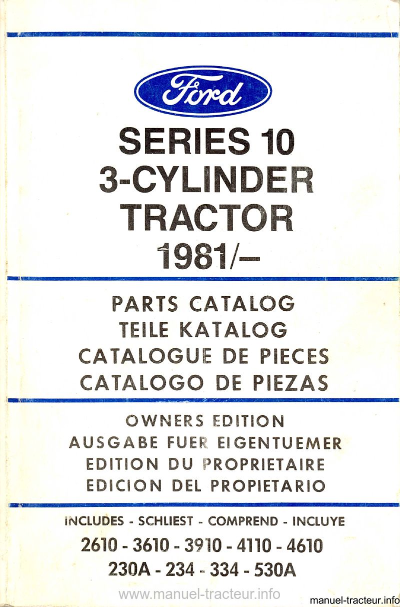 Première page du Catalogue pièces détachées FORD Séries 10 3 cylindres