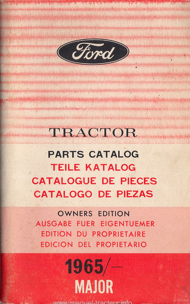 Première page du Catalogue pièces détachées FORD Major 1965