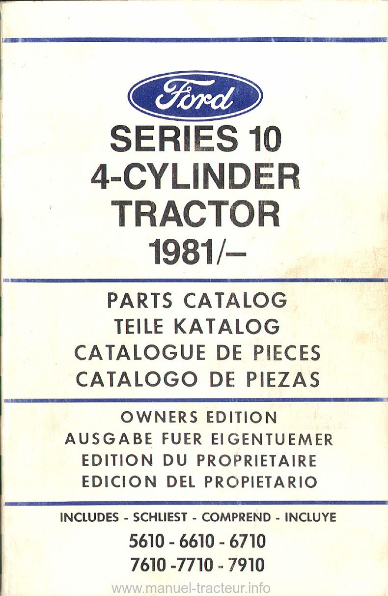 Première page du Catalogue pièces détachées FORD Séries 10 4 cylindres 