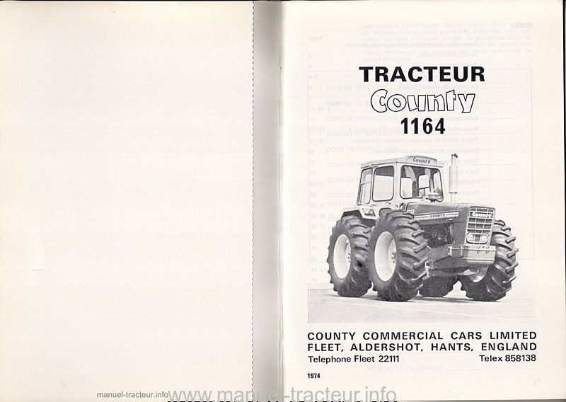 Troisième page du manuel conducteur FORD COUNTY modèle 1164