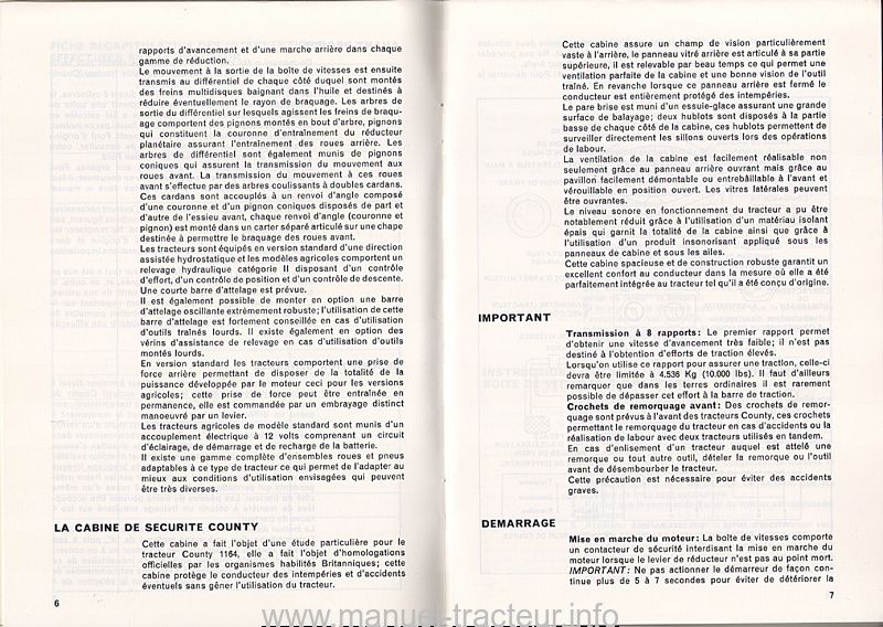 Sixième page du manuel conducteur FORD COUNTY modèle 1164