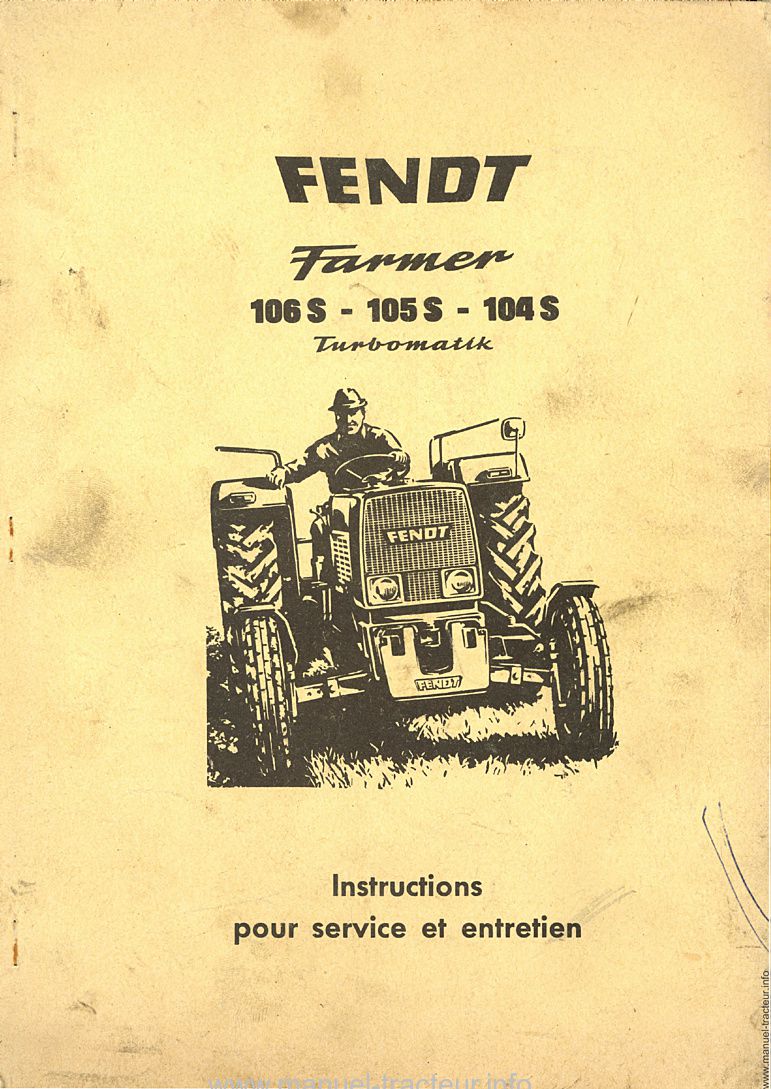 Première page du Livret instructions FENDT Farmer 104 105 106 S