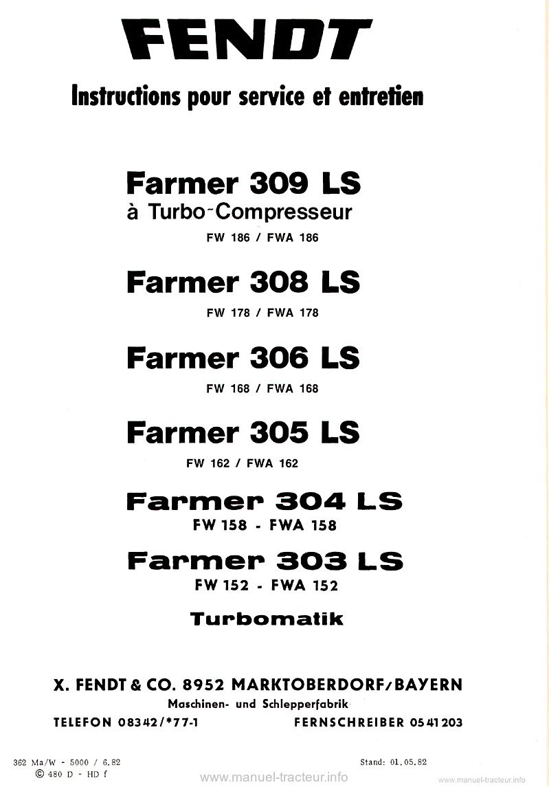 Deuxième page du Manuel instructions FENDT FARMER 303 304 305 306 308 309 LS