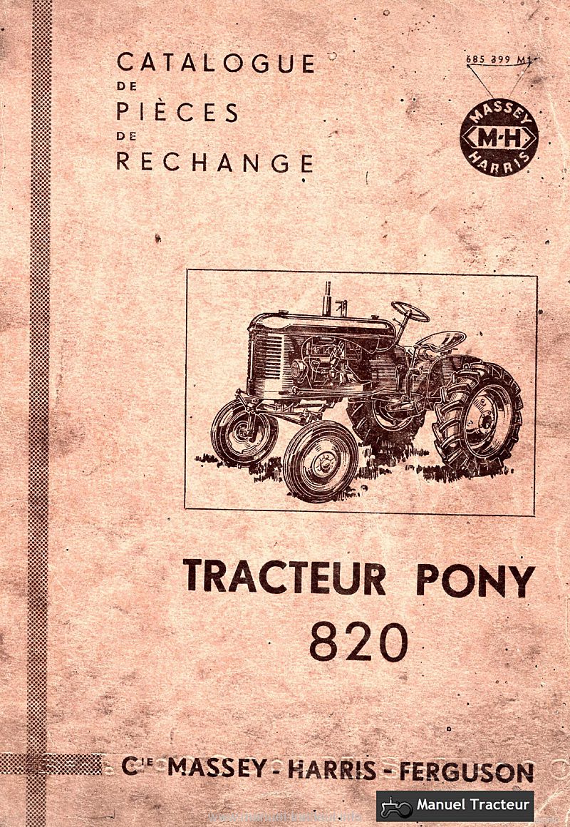 Première page du Catalogue pièces de rechange pour tracteur PONY 820