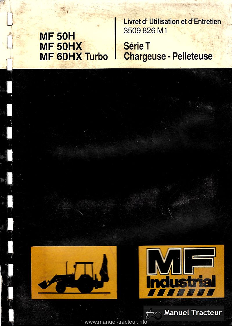 Première page du Livret d'utilisation et d'entretien chargeuse pelleteuse MF50H MF50HX MF60HX Turbo