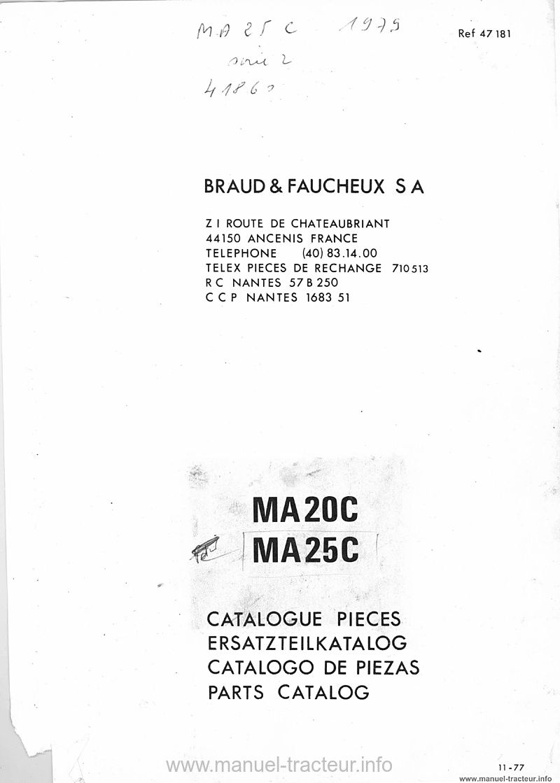 Deuxième page du Catalogue pièces détachées MANITOU MA 20 25 C