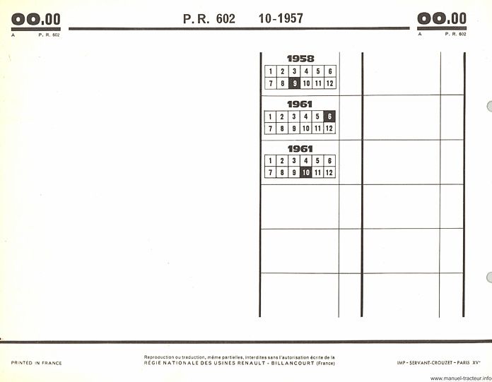 Troisième page du Catalogue pièces détachées RENAULT type R. 7050 7052