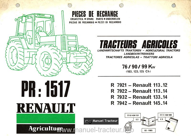 Première page du Catalogue pièces Renault 113-12 113-14 133-14 145-14