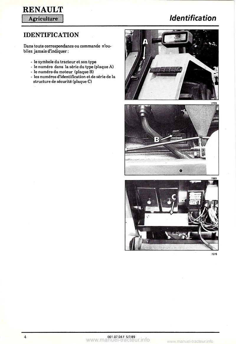 Quatrième page du Guide entretien tracteur Renault 155-54 TZ
