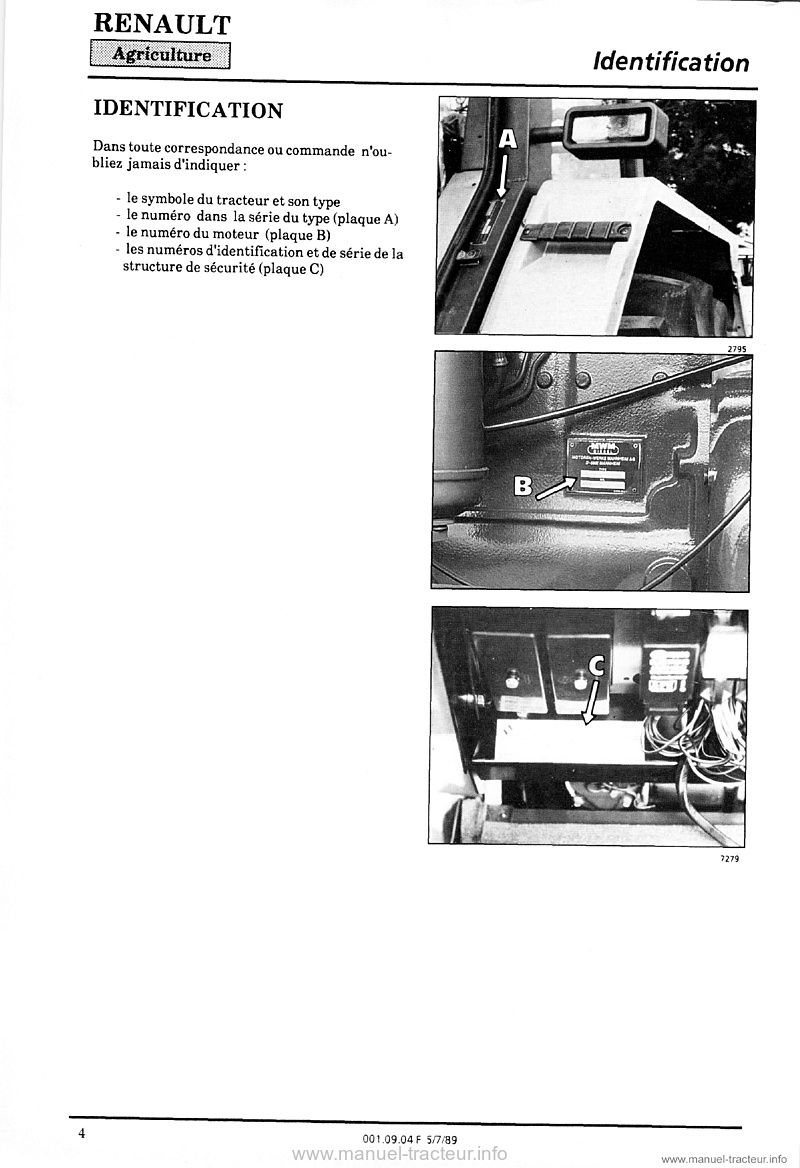 Quatrième page du Guide entretien Renault 120-54 TZ16 tz 16