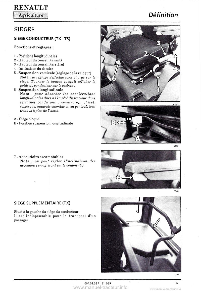 Sixième page du Livret entretien Renault 103-52 103-54 TE TA TS TX