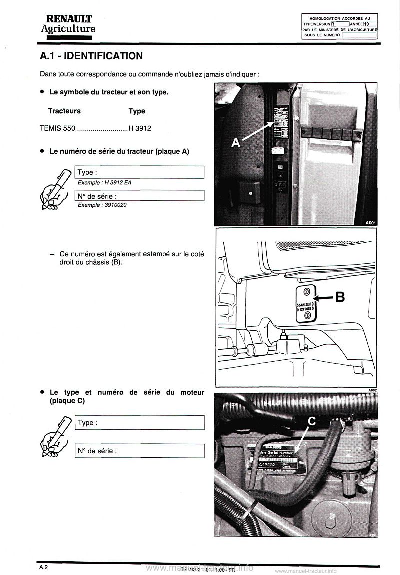 Troisième page du Notice entretien Renault TEMIS 550
