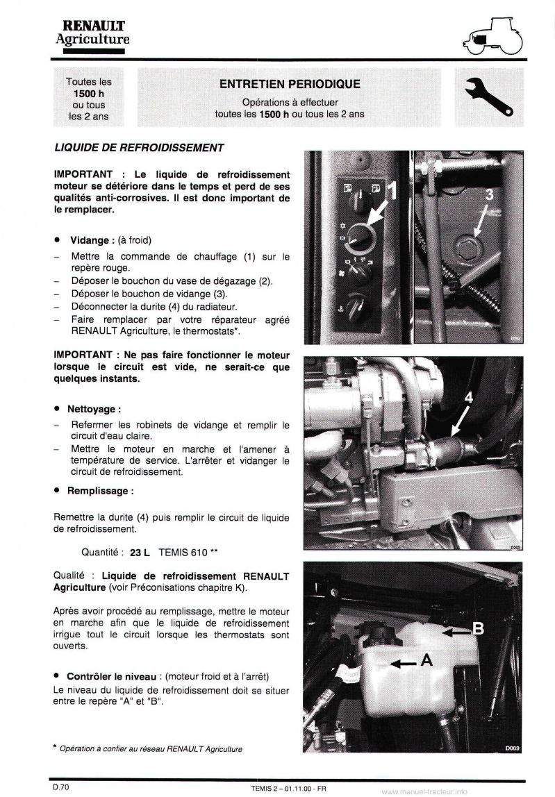 Sixième page du Notice entretien Renault TEMIS 550