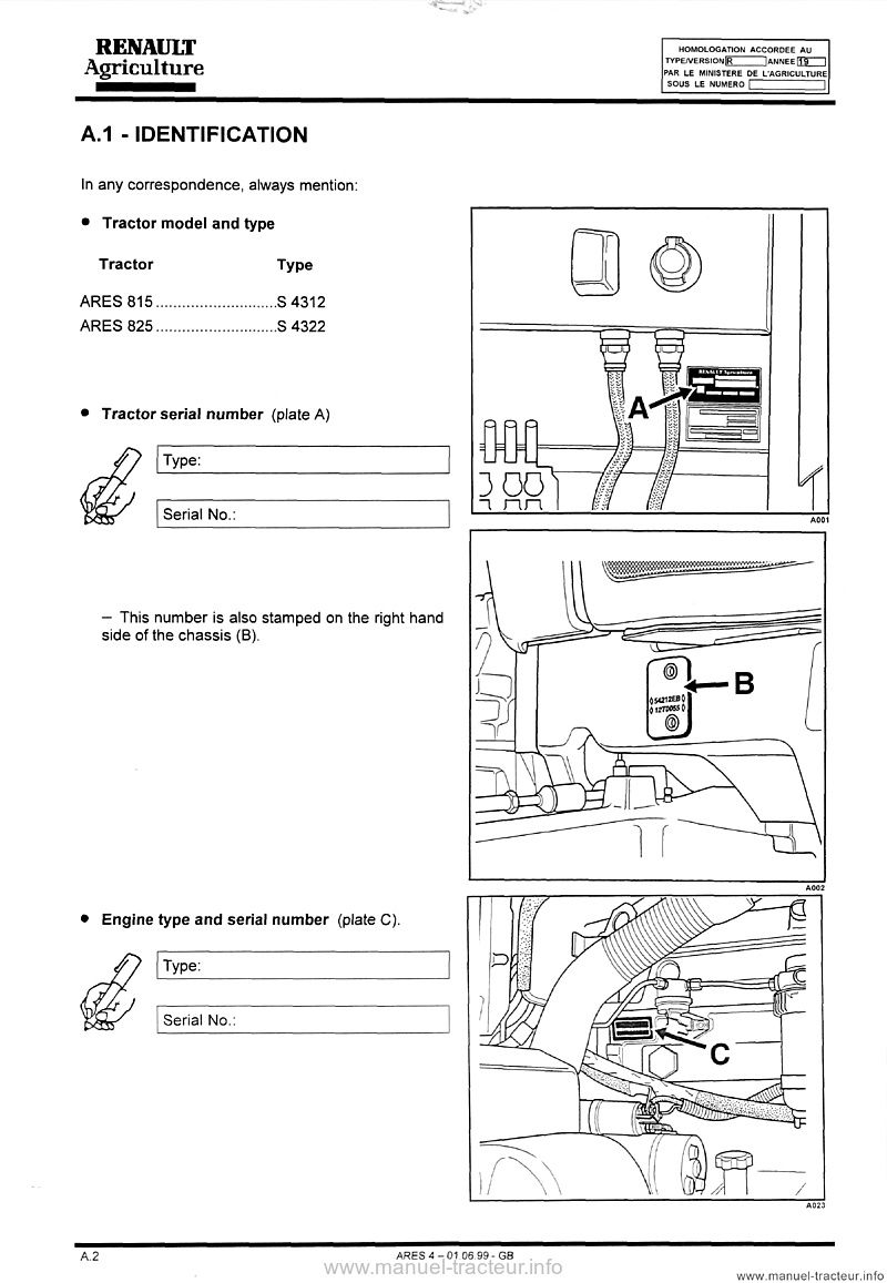Cinquième page du User manual Renault Ares 815 825