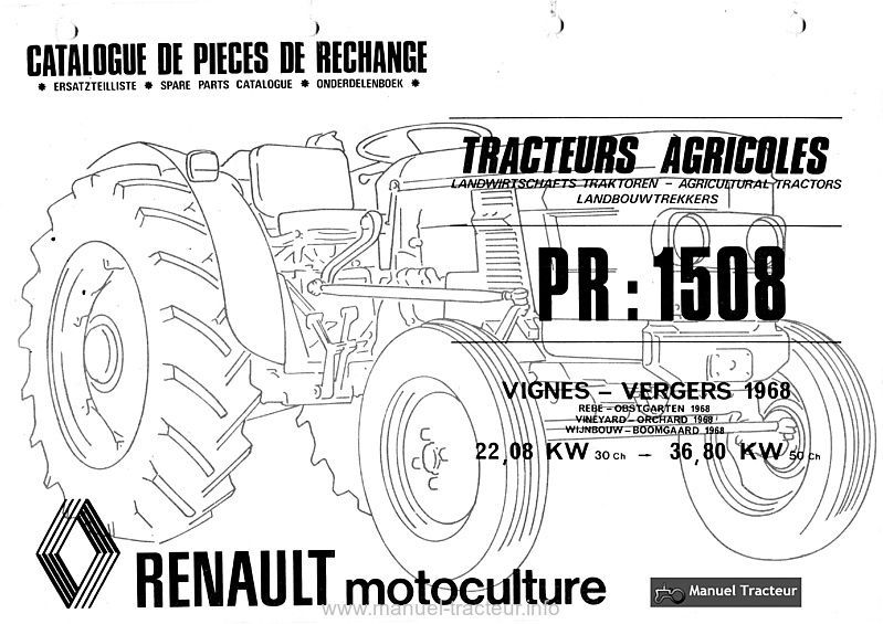 Première page du Catalogue pièces Renault PR1508