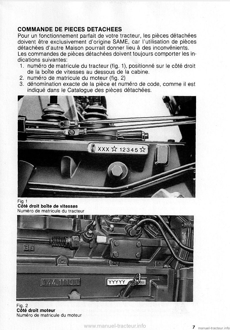Troisième page du Livret entretien Same Centauro 70 Centurion 75 Mercury 85 spécial