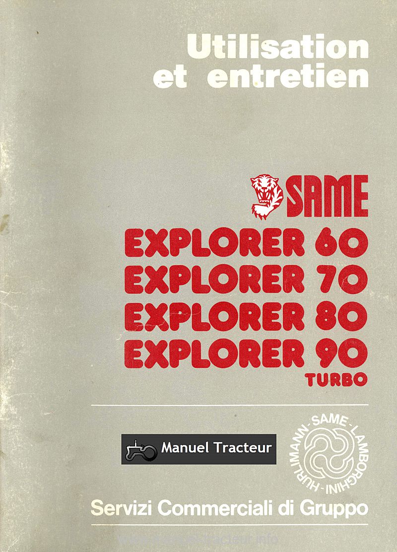 Première page du Livret entretien SAME Explorer 60 70 80 90 turbo