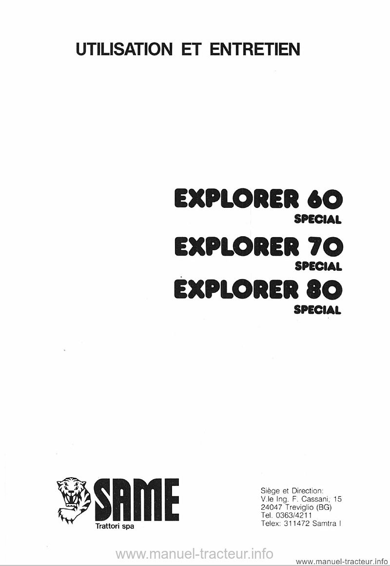 Deuxième page du Livret entretien SAME Explorer 60 70 80