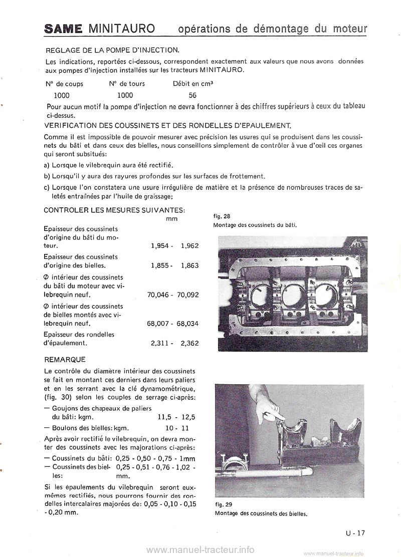 Troisième page du Manuel de contrôle et de réparation du tracteur Same Minitauro