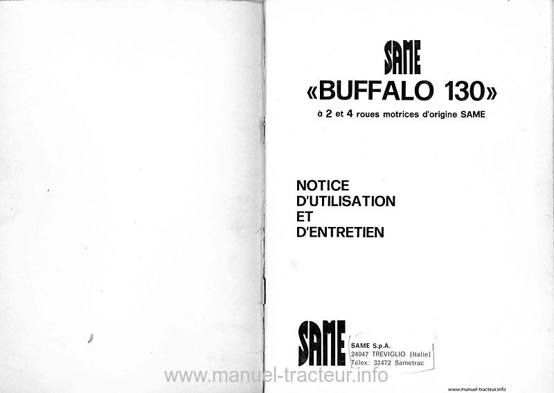 Deuxième page du Guide entretien SAME Buffalo 130