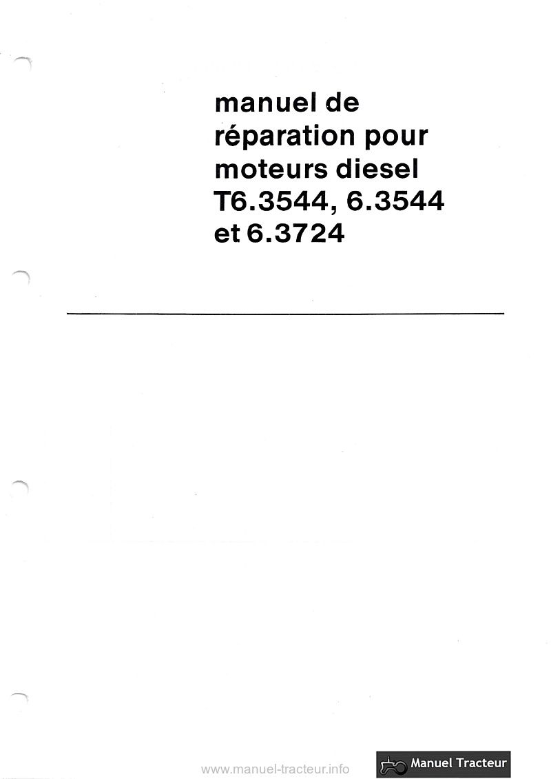 Première page du Manuel de réparation Moteurs Perkins T6.3544, 6.3544 et 6.3724